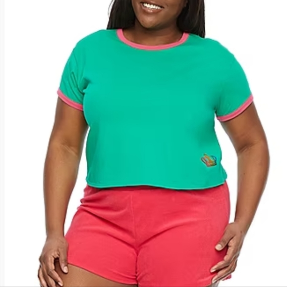 JUICY BY JUICY COUTURE RINGER WOMEN'S PLUS CREW NECK SHORT SLEEVE T-SHIRT, 2X 3X - Picture 3 of 3